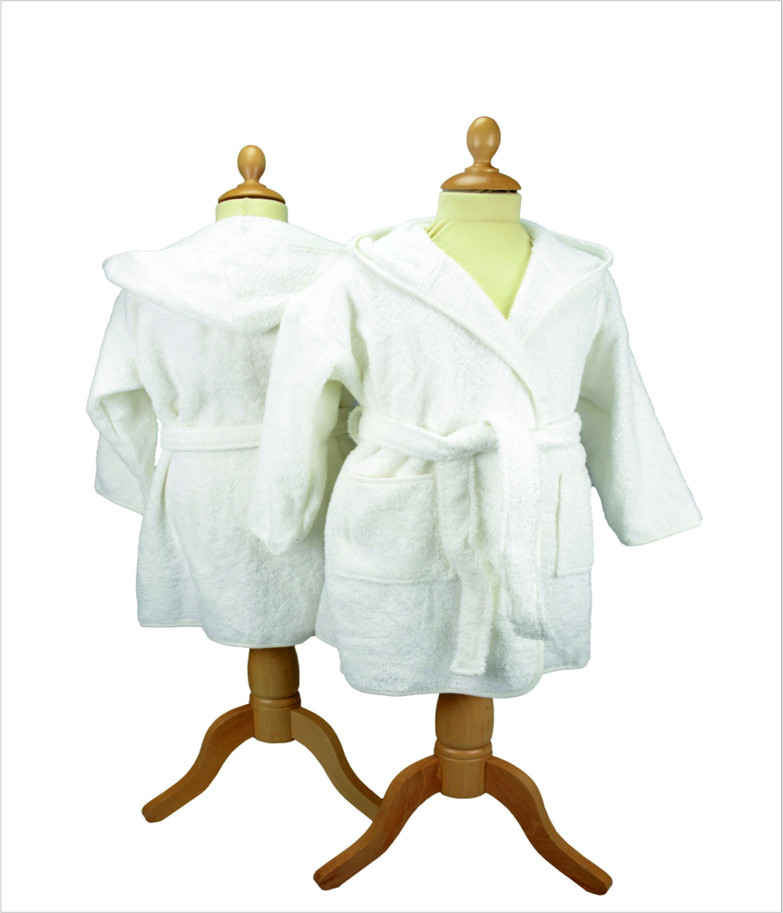 WHITE BATH ROBE COMBED 100% COTTON